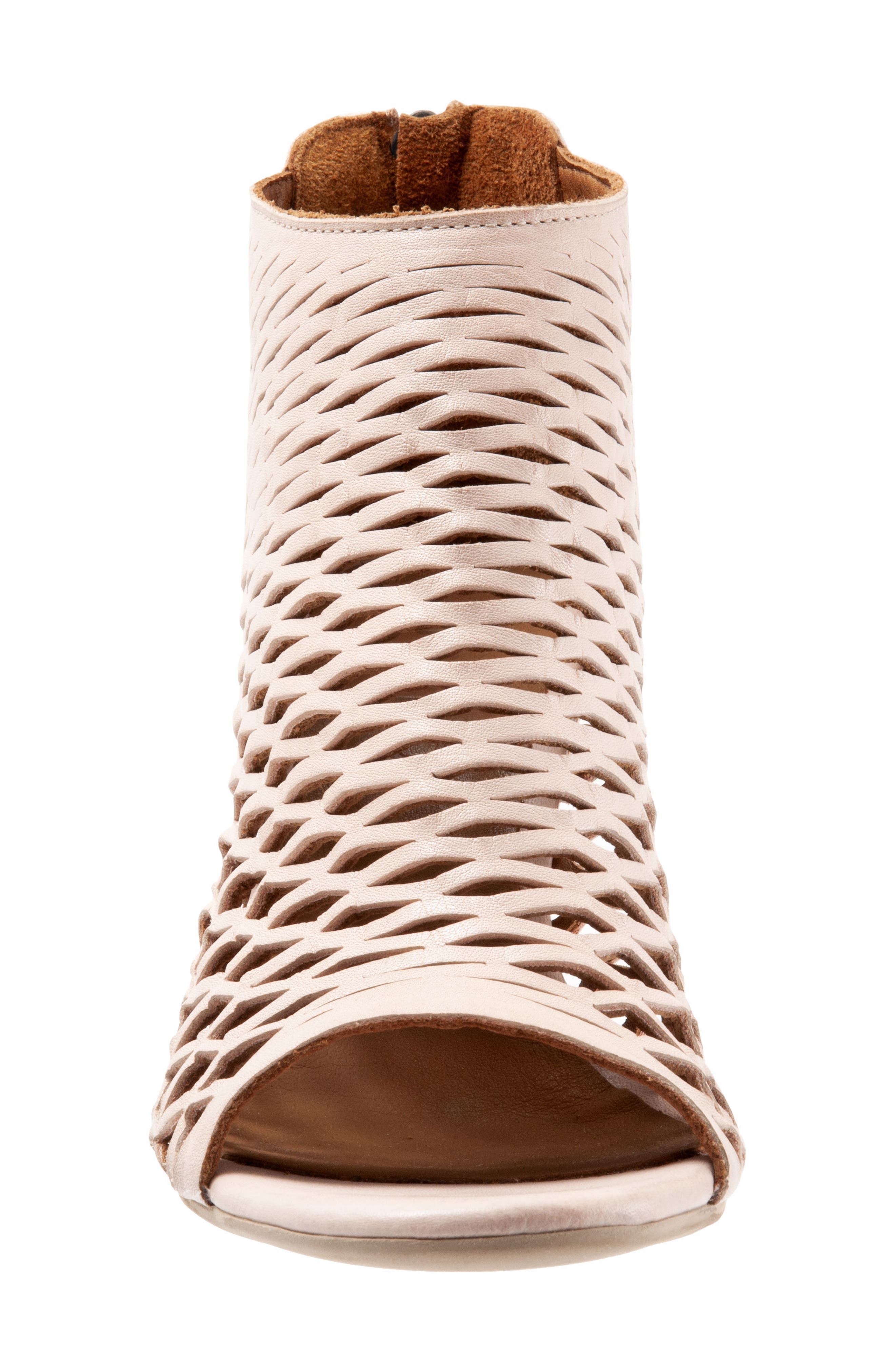 Zola Cutout Peep Toe Bootie, Alternate, color, PALE PINK LEATHER