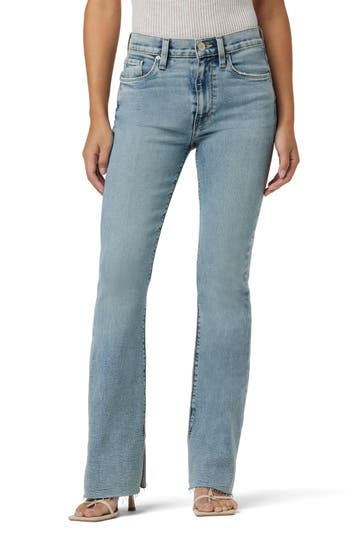 Hudson Jeans Barbara Raw Hem High Waist Bootcut Jeans In Blue