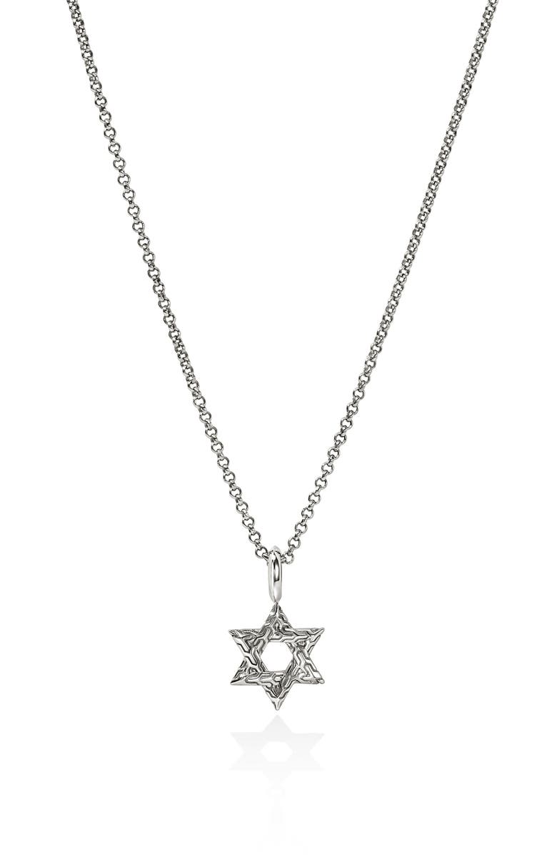 John Hardy JH Essentials Star of David Pendant Necklace, Main, color, Silver