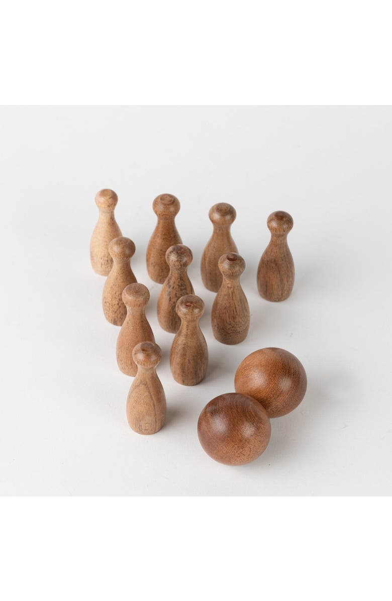 Ten Thousand Villages Handmade Tabletop Bowling, Main, color, Brown
