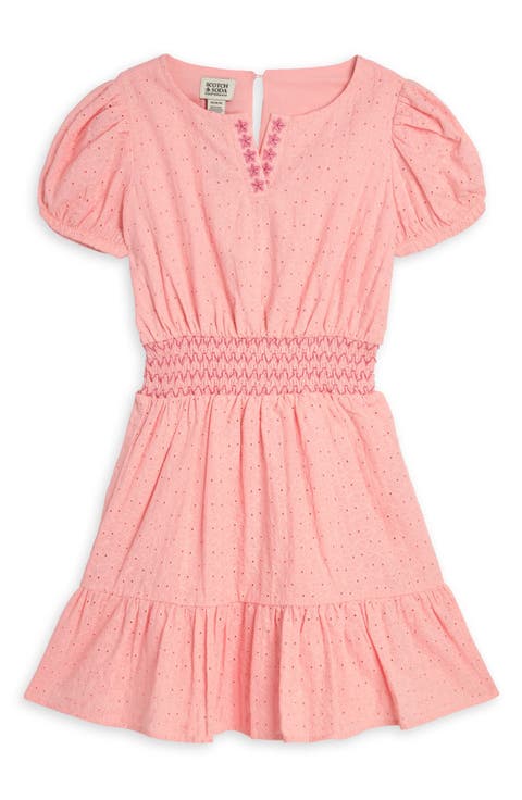 Kids' Embroidered Eyelet Puff Sleeve Dress (Little Kid & Big Kid)