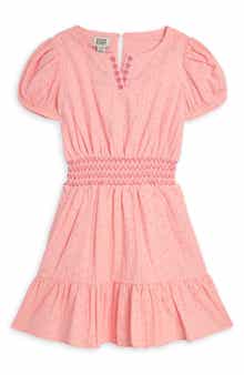 Scotch & Soda Kids' Embroidered Eyelet Puff Sleeve Dress