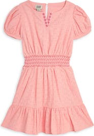 Scotch & Soda Kids' Embroidered Eyelet Puff Sleeve Dress
