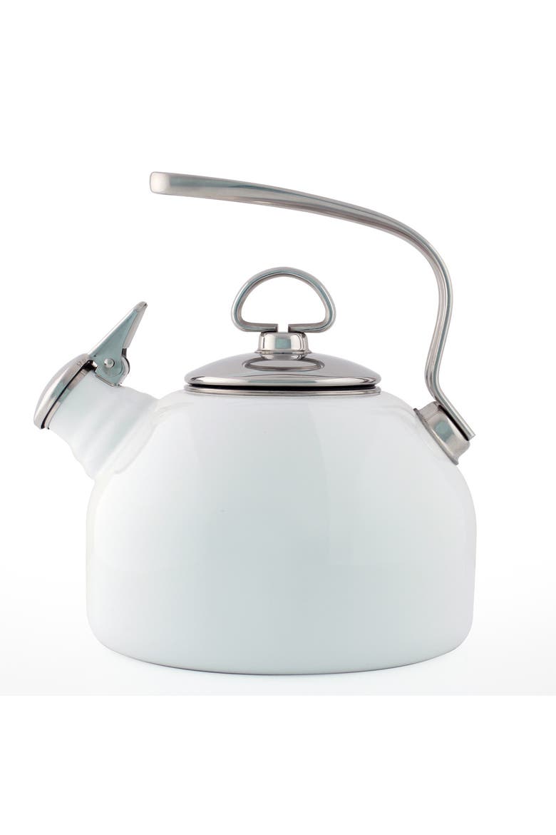 Classic Enamel-on-Steel Teakettle, 1.8 quart, Alternate, color, White
