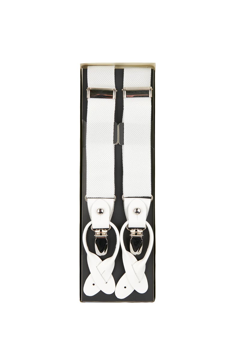 Brooklyn Brigade Men's Solid Web Adjustable Suspenders, Alternate, color, White