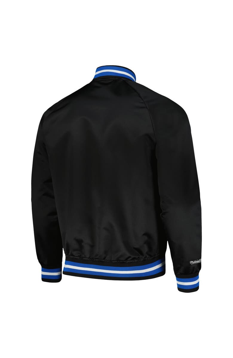 Mitchell & Ness Men's Mitchell & Ness Black Minnesota Timberwolves Hardwood Classics Throwback Wordmark Raglan Full-Snap Jacket, Alternate, color,