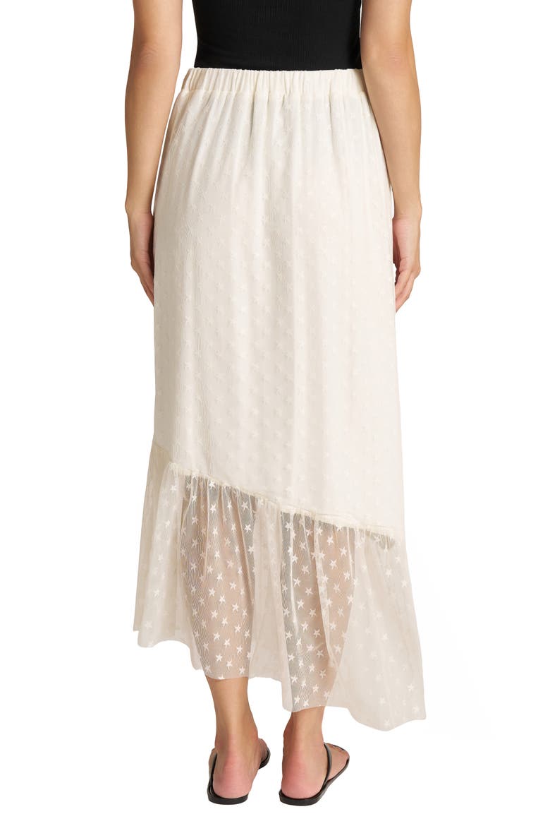 Asymmetrical Star Mesh Midi Skirt, Alternate, color, IVORY