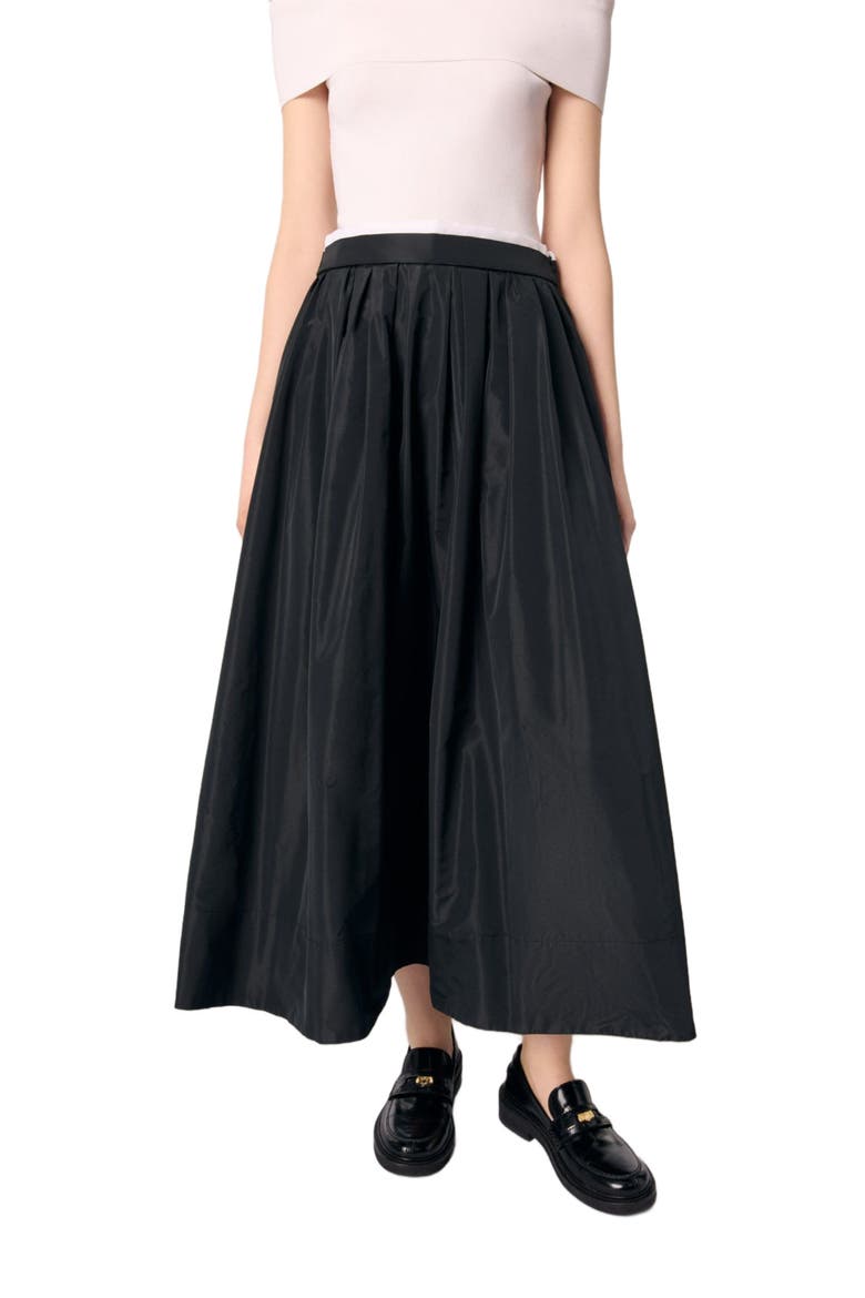 maxi skirt with contrast waistband, Main, color, Black