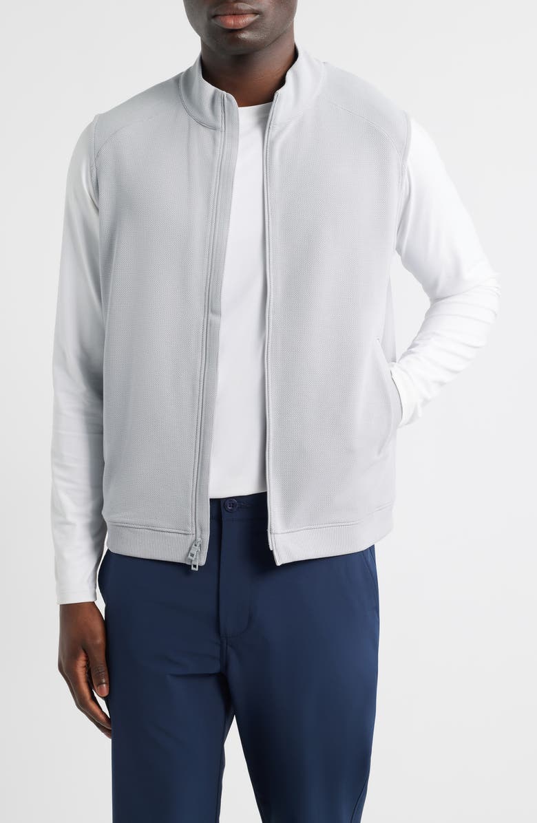 Peter Millar Cradle Piqué Performance Full Zip Vest, Main, color, British Grey