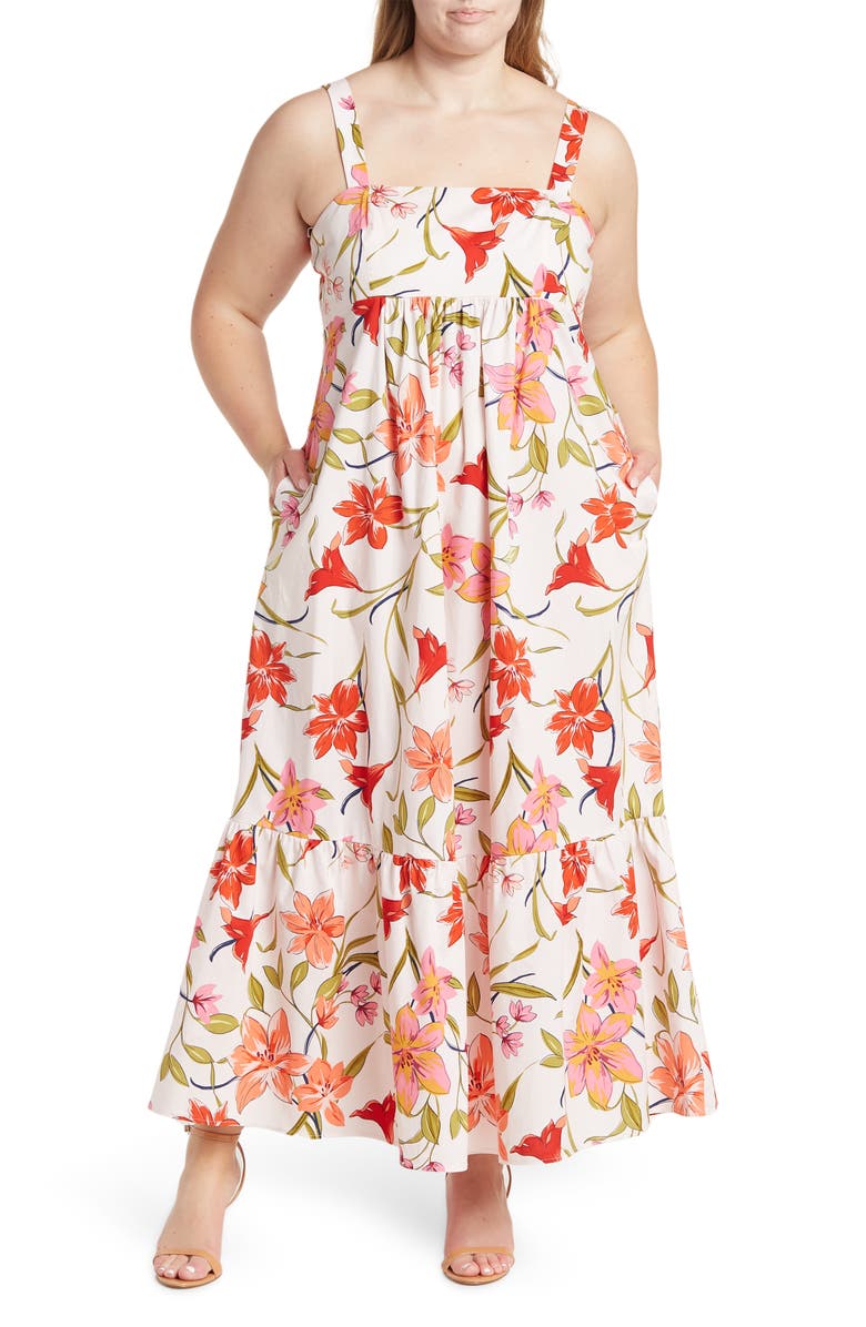 London Times Lily Fest Floral Print Maxi Dress, Main, color, 