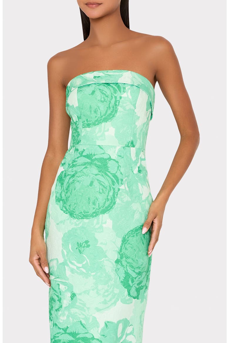 Ella Jacquard Strapless Gown, Alternate, color, GREEN MULTI