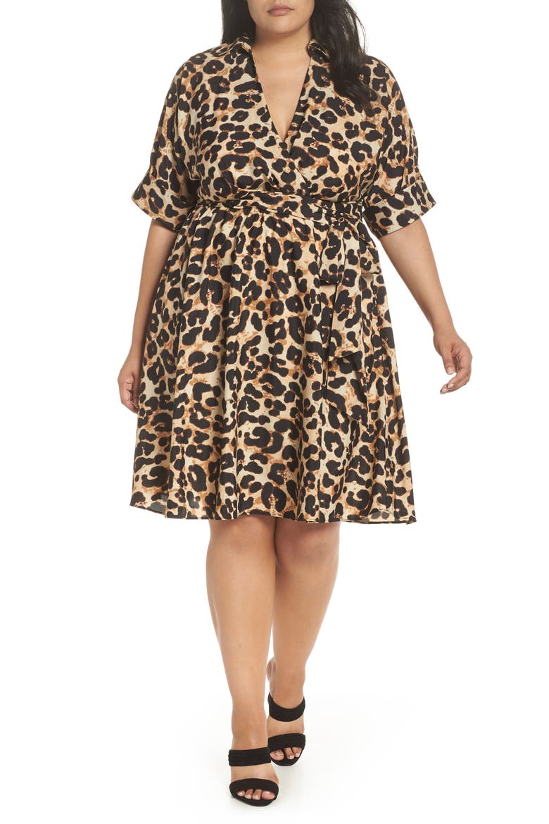 Leopard Print Shirtdress, Main, color, ANIMAL
