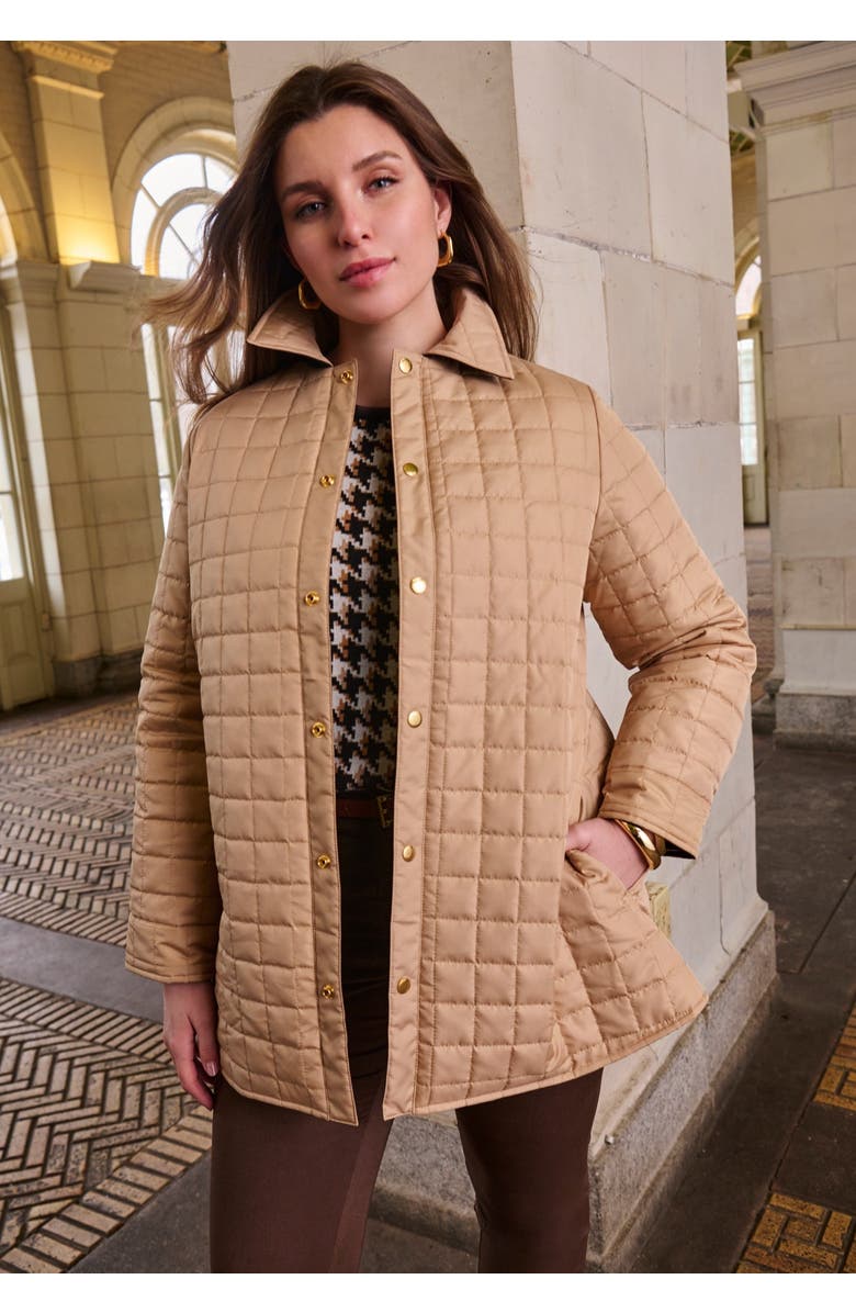 Jessica London Reversible Quilted Shirt Jacket, Alternate, color, Black New Khaki