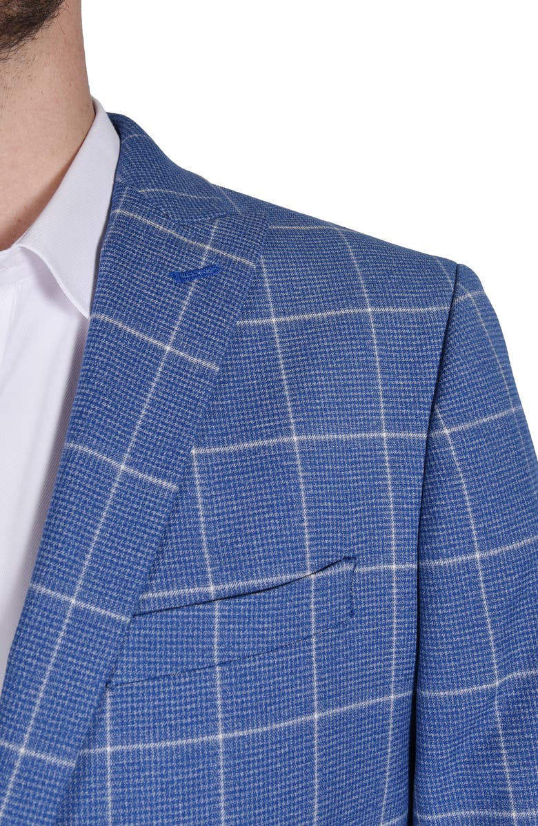 SAVILE ROW CO Blue Windowpane Notch Collar Sport Coat, Alternate, color, Blue