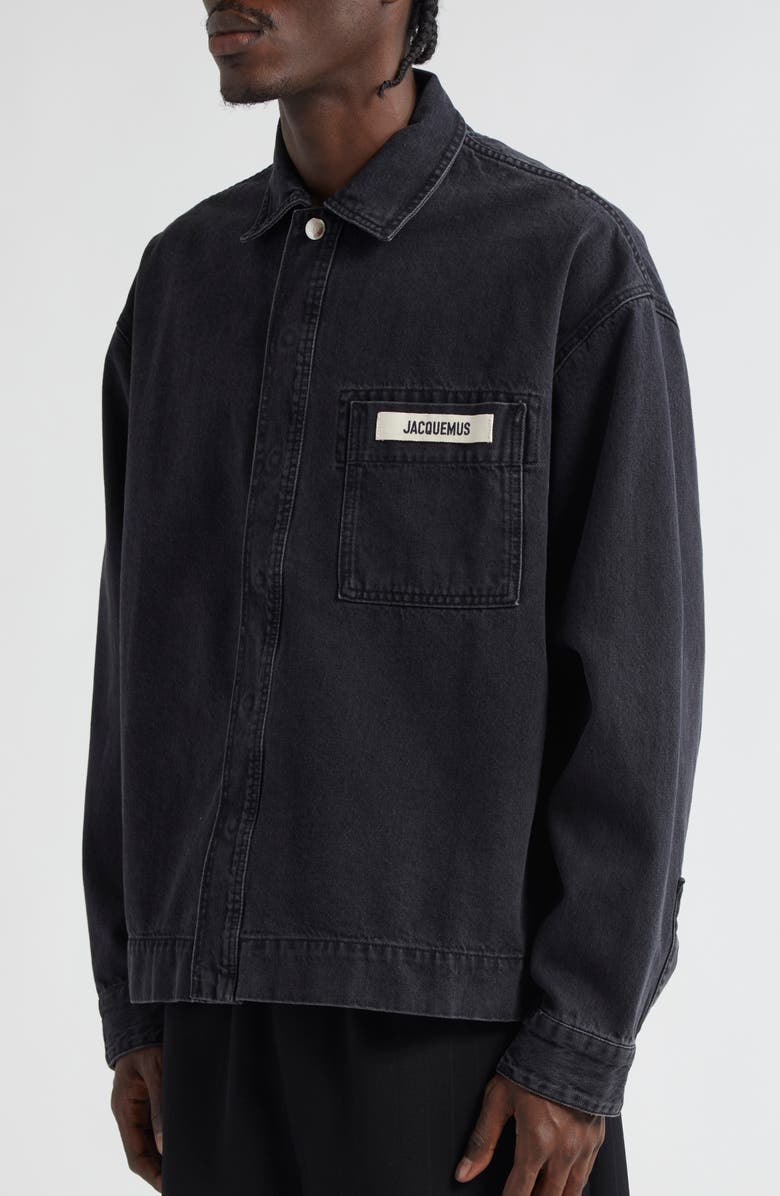 Jacquemus La Chemise de-Nîmes Denim Snap-Up Shirt, Alternate, color, 