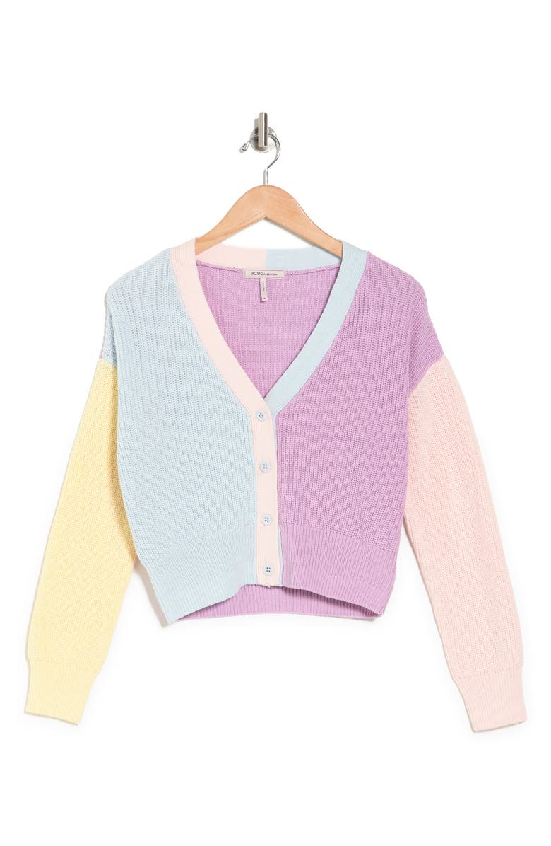BCBGeneration Colorblock Knit Cardigan, Alternate, color,