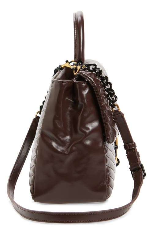 Rebecca Minkoff Large Edie Chevron Quilted Leather Top Handle Shoulder Bag In Brown