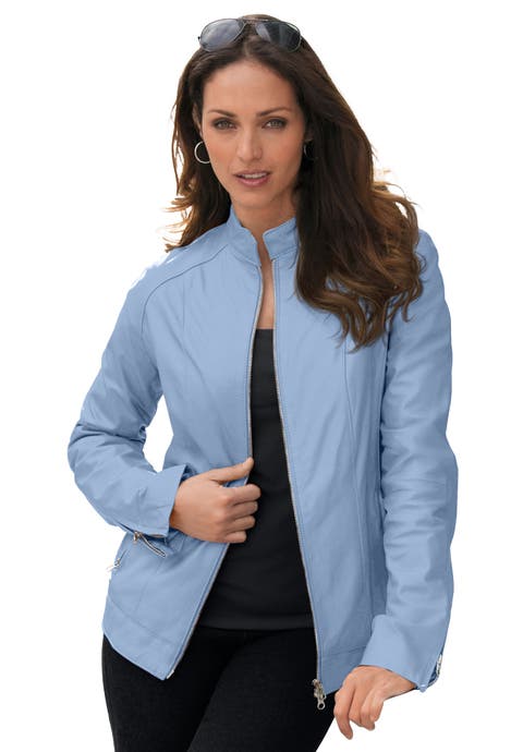 Zip Front Leather Jacket (Plus)