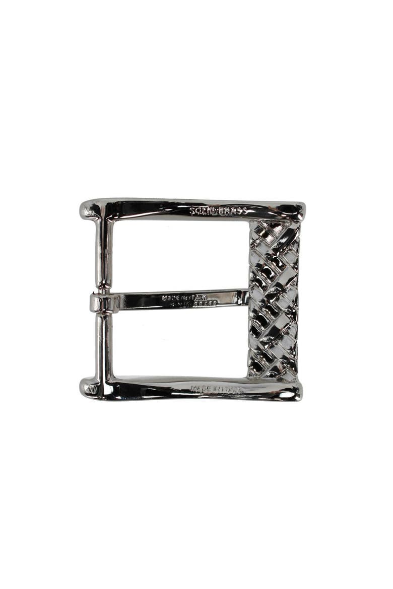 40mm Solid Brass Basketweave Design Italian Harness Belt Buckle, Alternate, color, Shiny Nickel