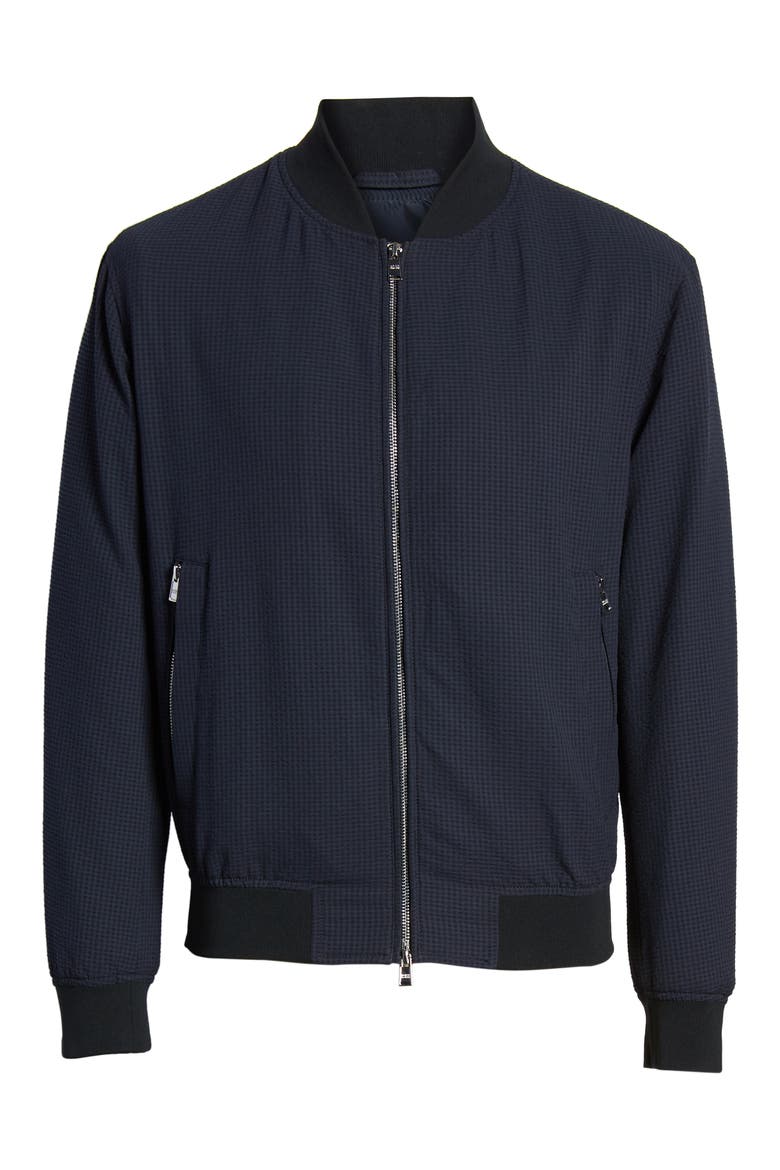 Cadus Regular Fit Seersucker Check Bomber Jacket, Alternate, color, BLUE