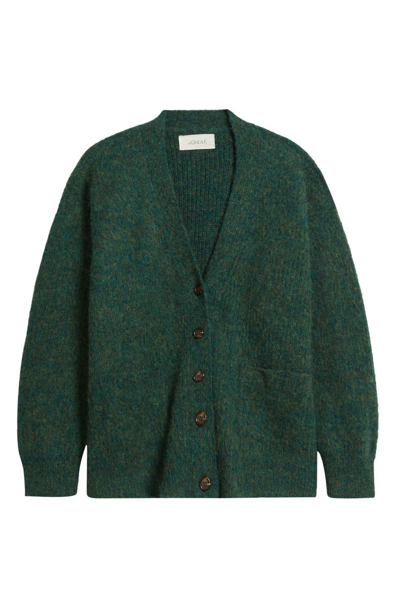 THE GREAT. The Brushed Melange Cardigan, Alternate, color, Meadow Green
