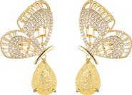 EYE CANDY LOS ANGELES 18K Gold Plated Pavé Cubic Zirconia Butterfly Crystal Drop Earrings