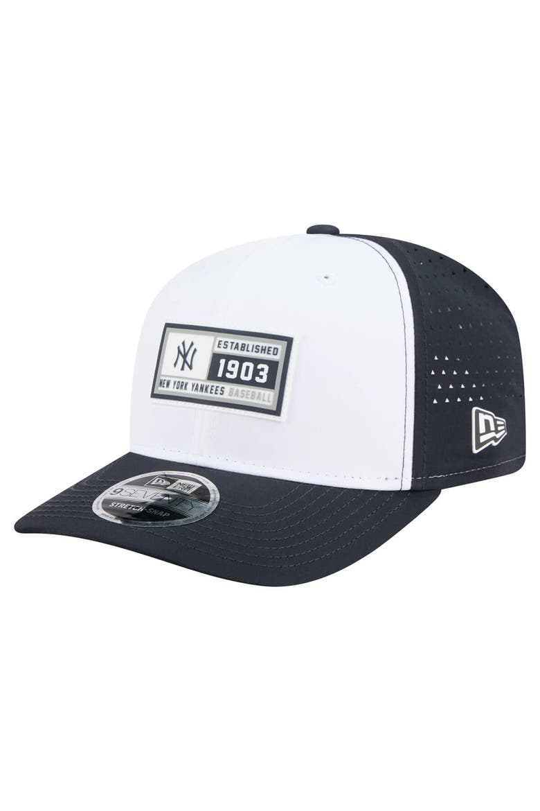 Men's New Era White/Navy New York Yankees Established Patch 9SEVENTY Adjustable Hat, Main, color, White