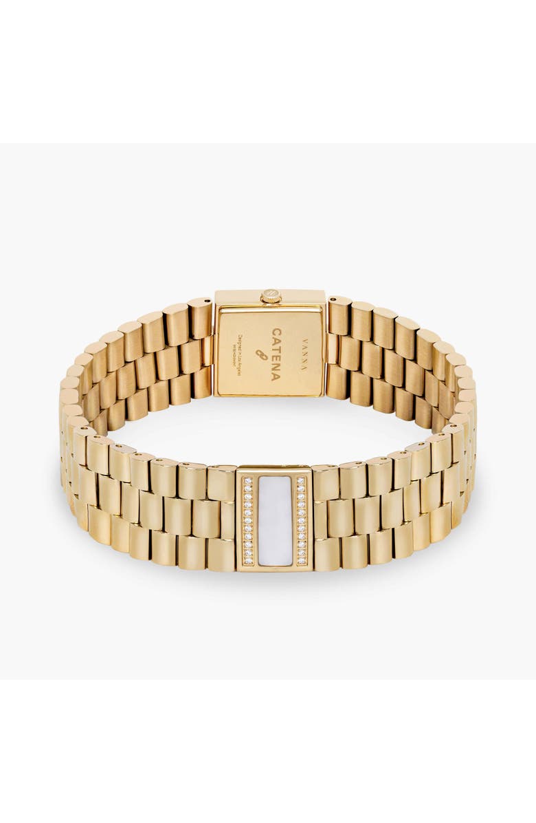 VANNA Catena Double-Gemstone Bracelet Watch, Alternate, color, White Pearl-Gold