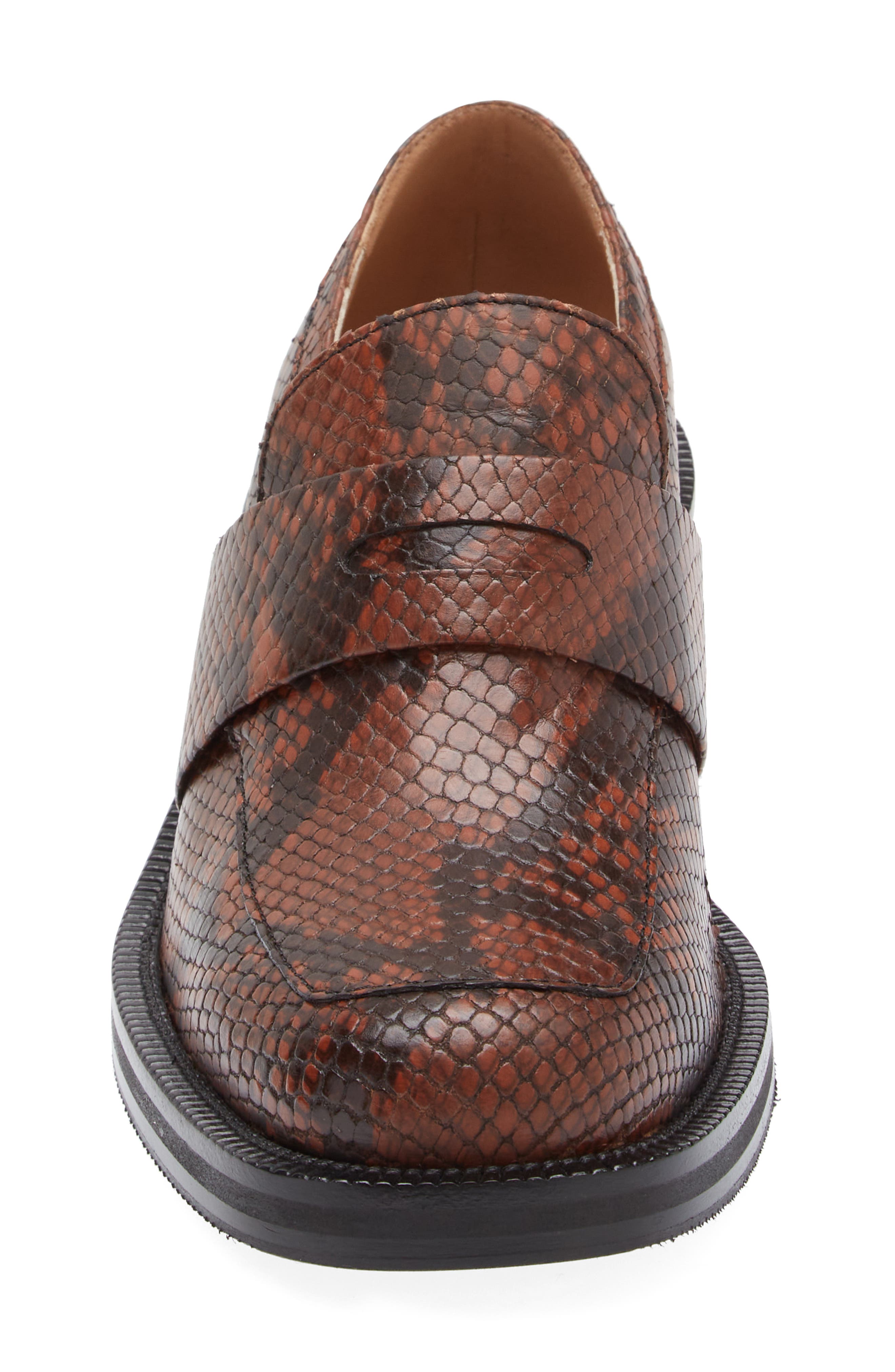 Dries Van Noten Snakeskin Embossed Penny Loafer, Alternate, color, 