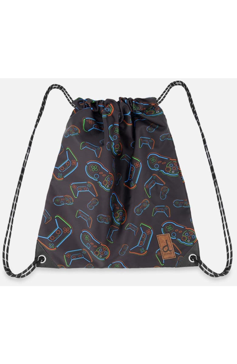 Deux par Deux Controller Lightweight Durable Drawstring Bag, Main, color, Black Printed Controller