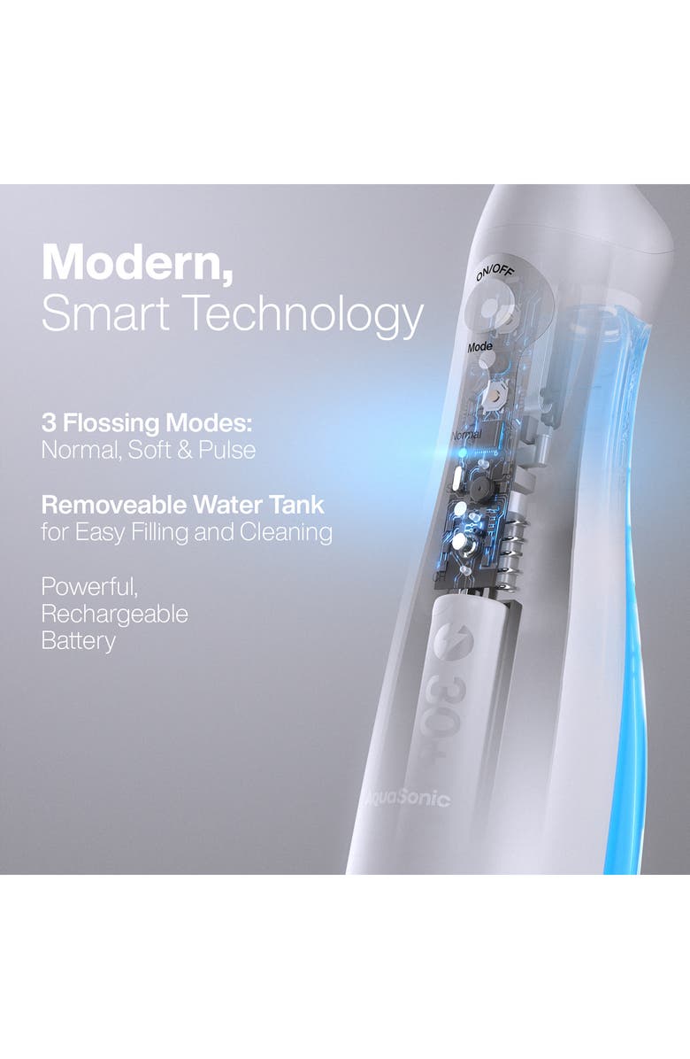 AQUASONIC White Water Flosser with 4 Tips & Travel Pouch, Alternate, color, 