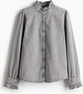 H&M Frill-trimmed Denim Blouse