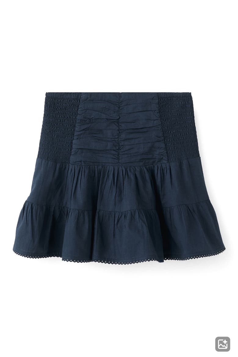 Ruched Ruffle Miniskirt, Main, color, NAVY