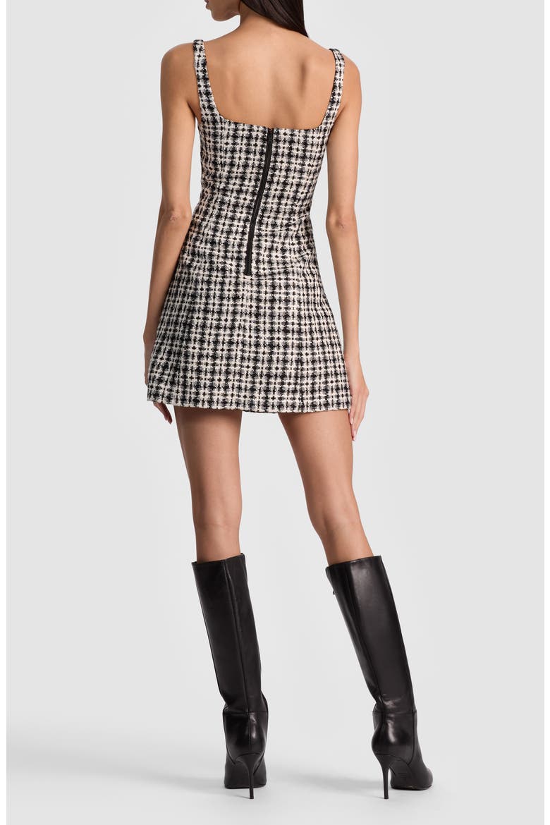 Eve Sweetheart Neck Tweed Minidress, Alternate, color, BLACK/ OFF WHITE