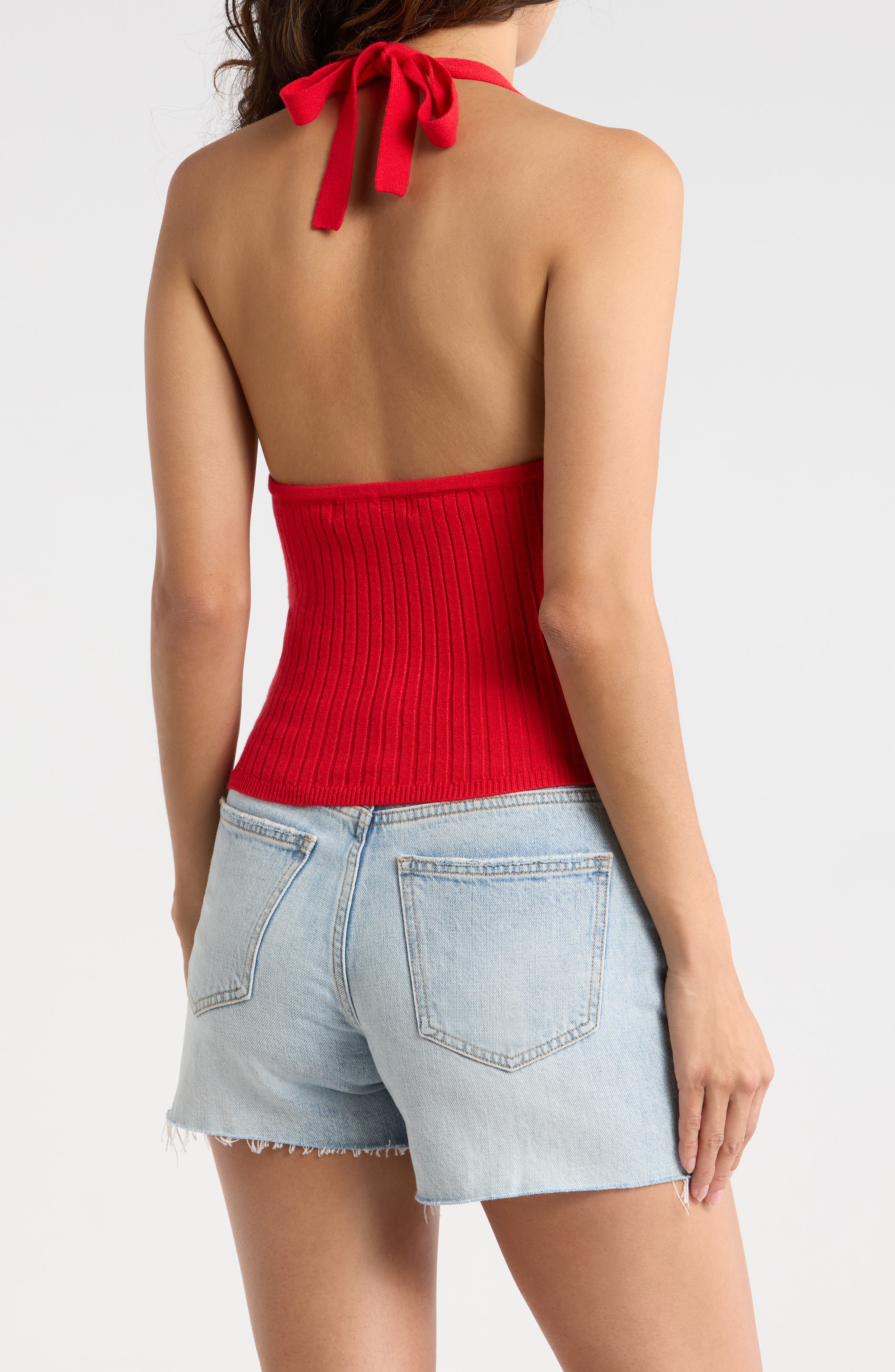 Rib Button-Front Halter Top - image 2