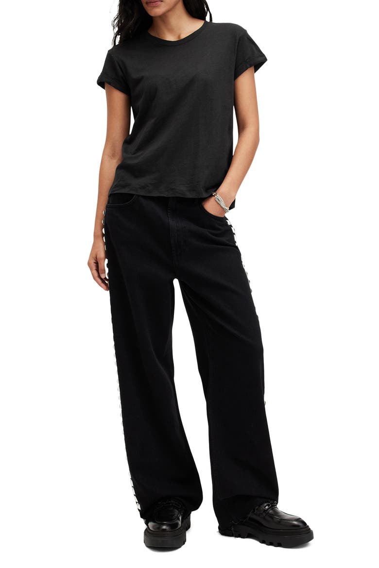 Anna Cotton T-Shirt, Alternate, color, BLACK