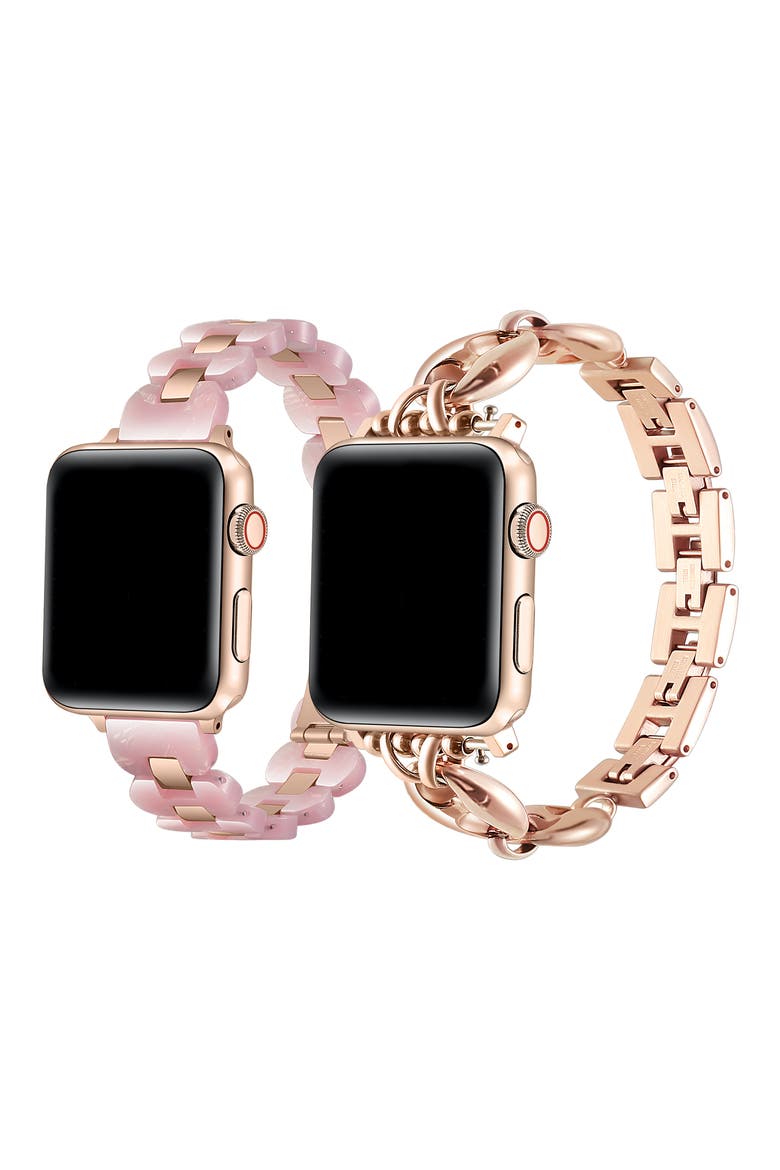 Poppy Aria Assorted 2-Pack Apple Watch® Watchbands, Alternate, color, ROSE GOLD