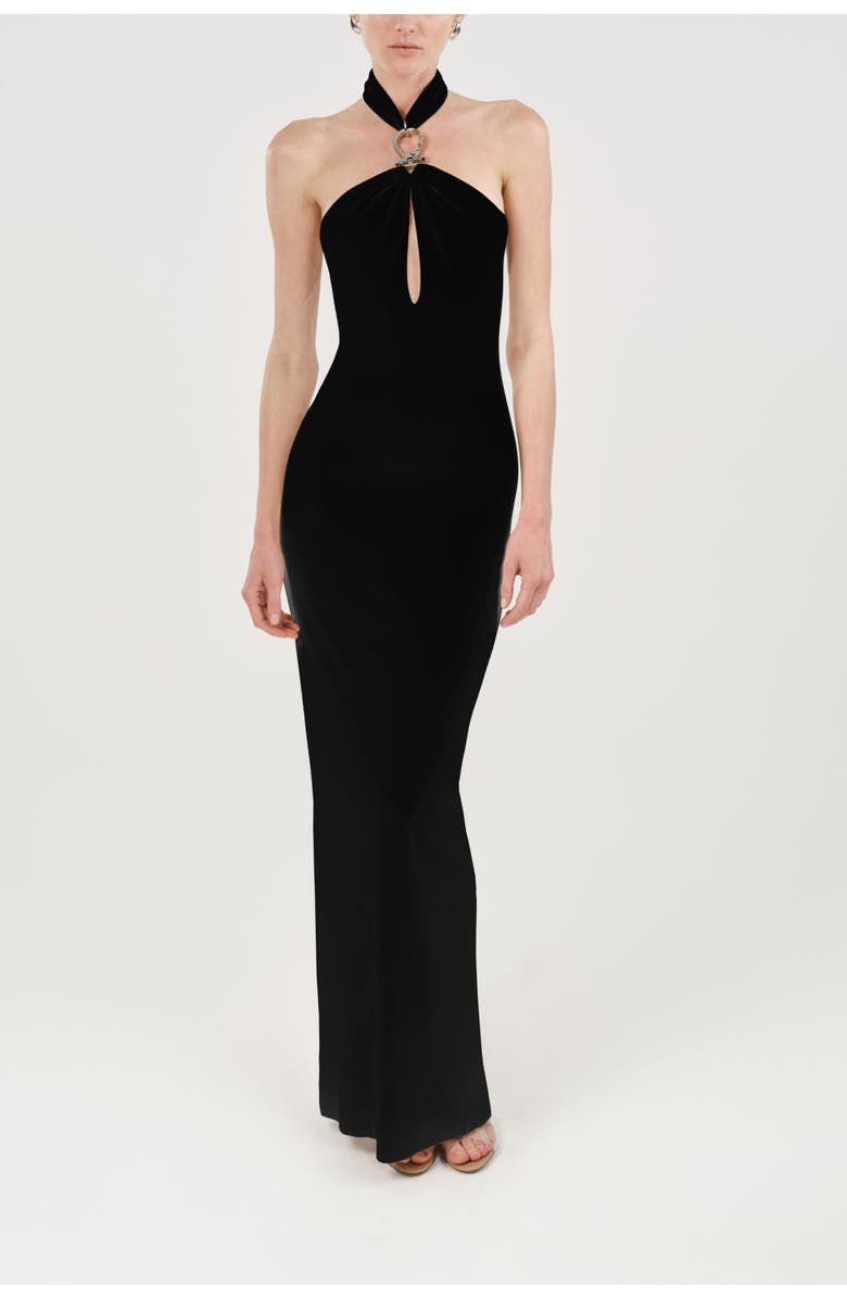 Nocturne Cut-Out Detail Embellished Maxi Dress, Main, color, Black