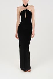 Nocturne Cut-Out Detail Embellished Maxi Dress
