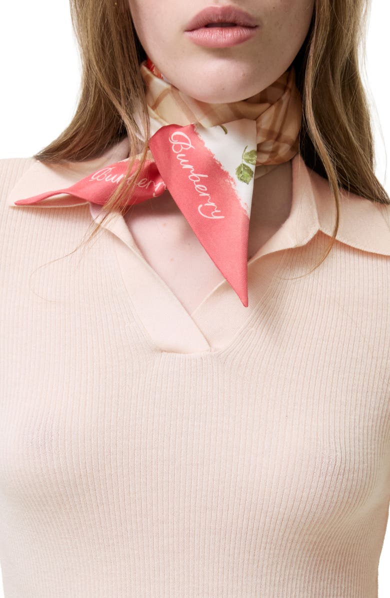 Burberry Blooms of Britain Silk Skinny Scarf, Alternate, color, Sesame Beige