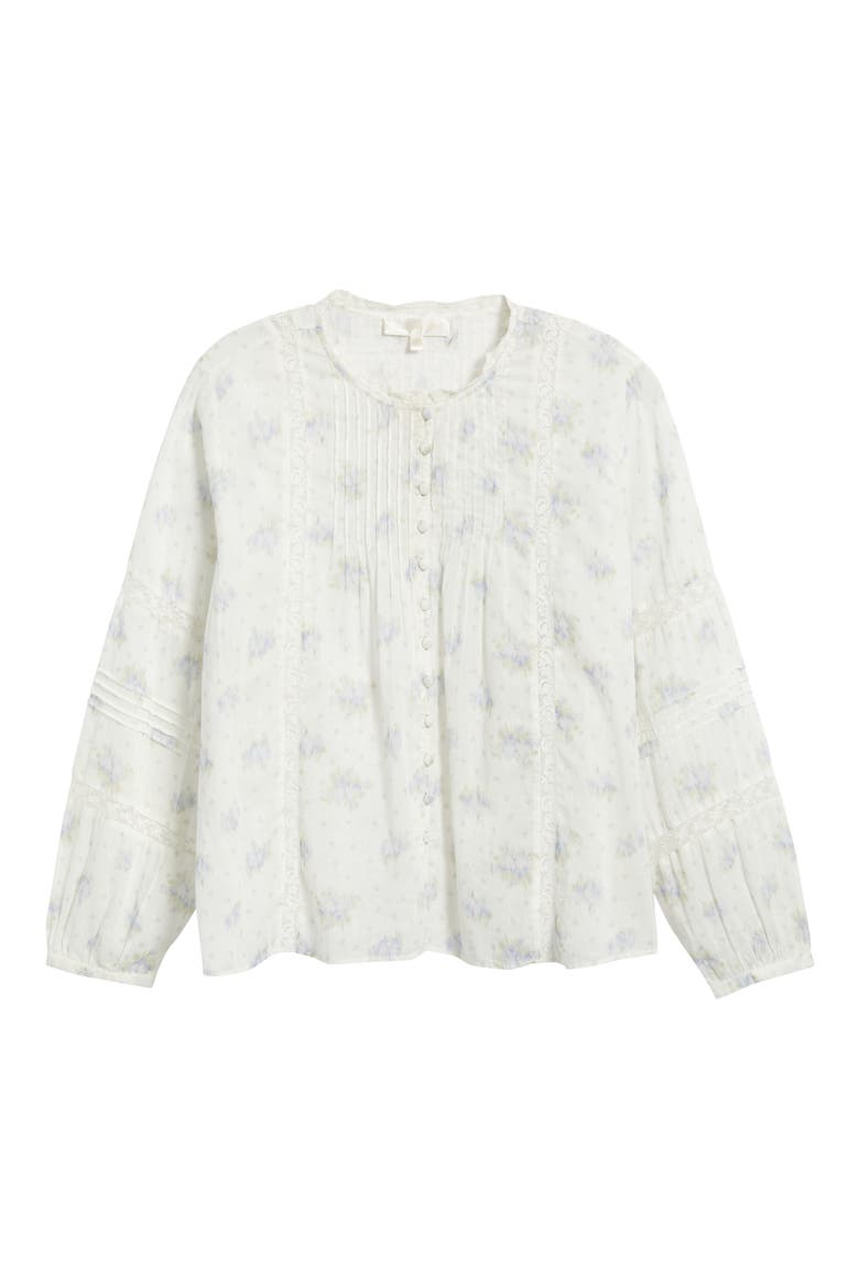 Lita Floral Long Sleeve Cotton Button-Up Top, Alternate, color, ARCTIC VANILLA