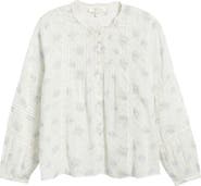 LoveShackFancy Lita Floral Long Sleeve Cotton Button-Up Top