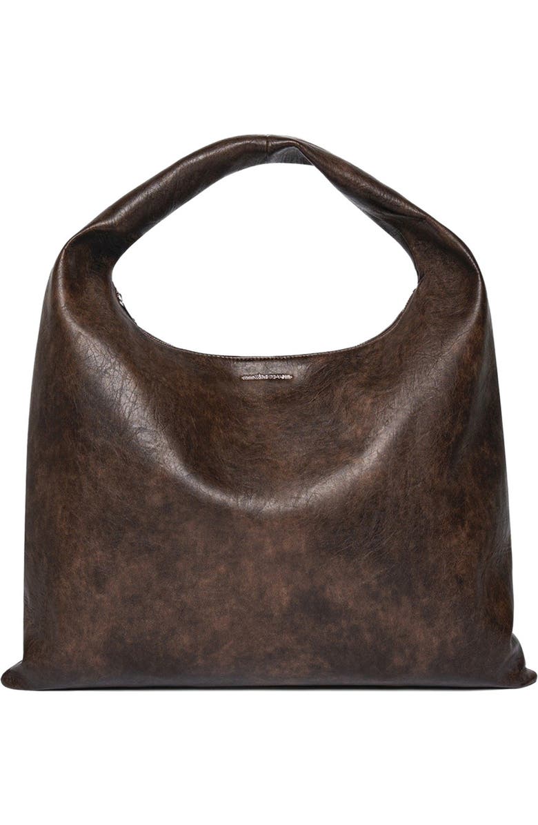 Manière De Voir Aubin Vintage Leather Hobo Bag, Main, color, Brown