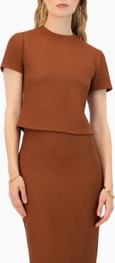 IVONNE Textured Knit Short Sleeve Top