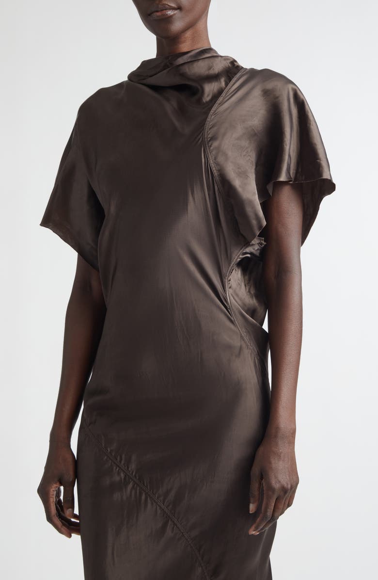Rick Owens Seb Satin Midi Dress, Alternate, color, Dark Dust