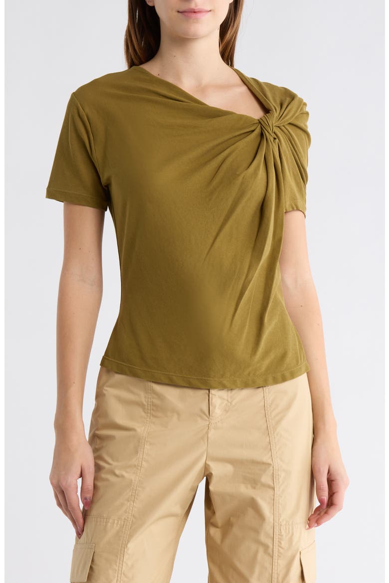 Liz Asymmetric Twist T-Shirt, Main, color, HAZEL