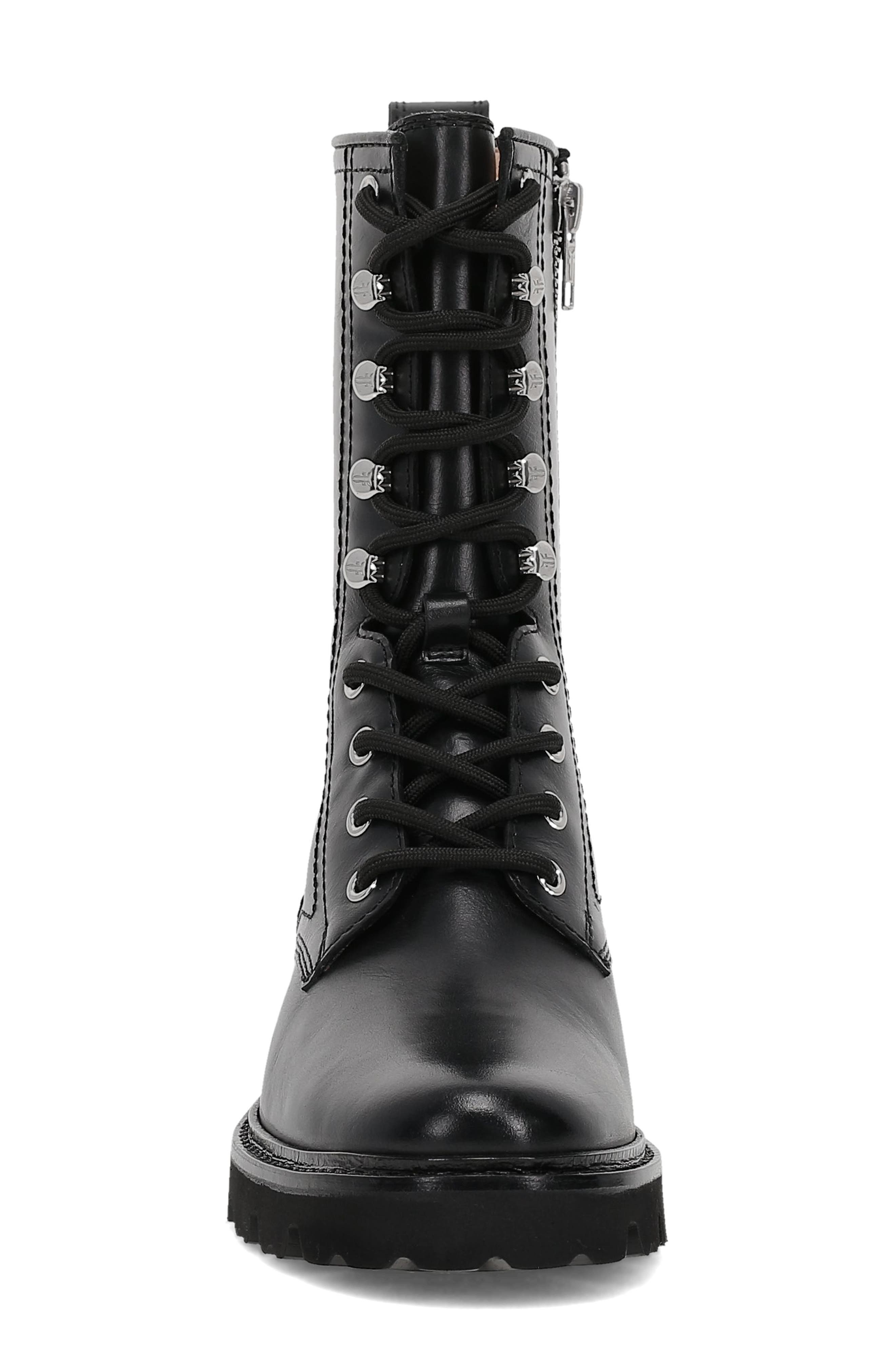 Frye Olivia Combat Boot, Alternate, color, Black