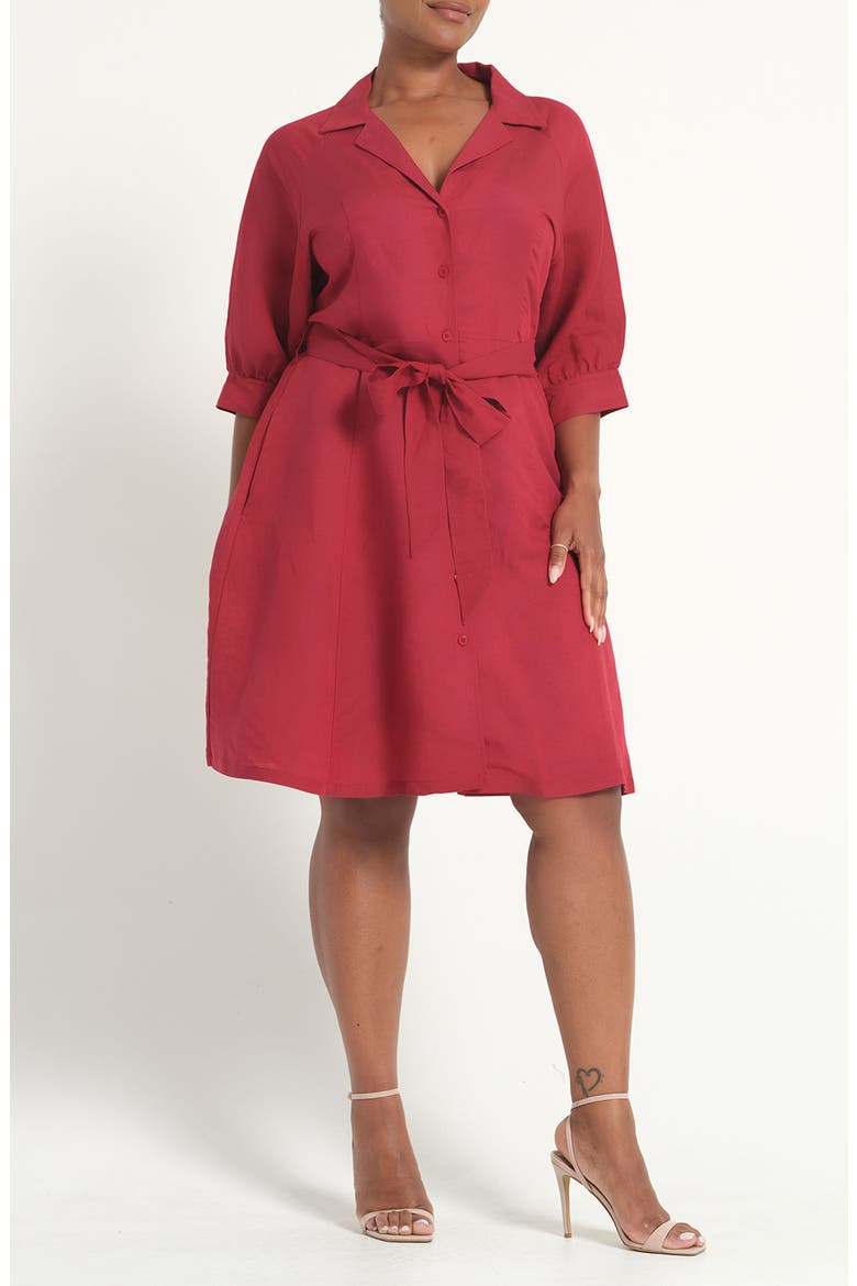 Maribel Linen Blend Shirtdress, Alternate, color, RASPBERRY