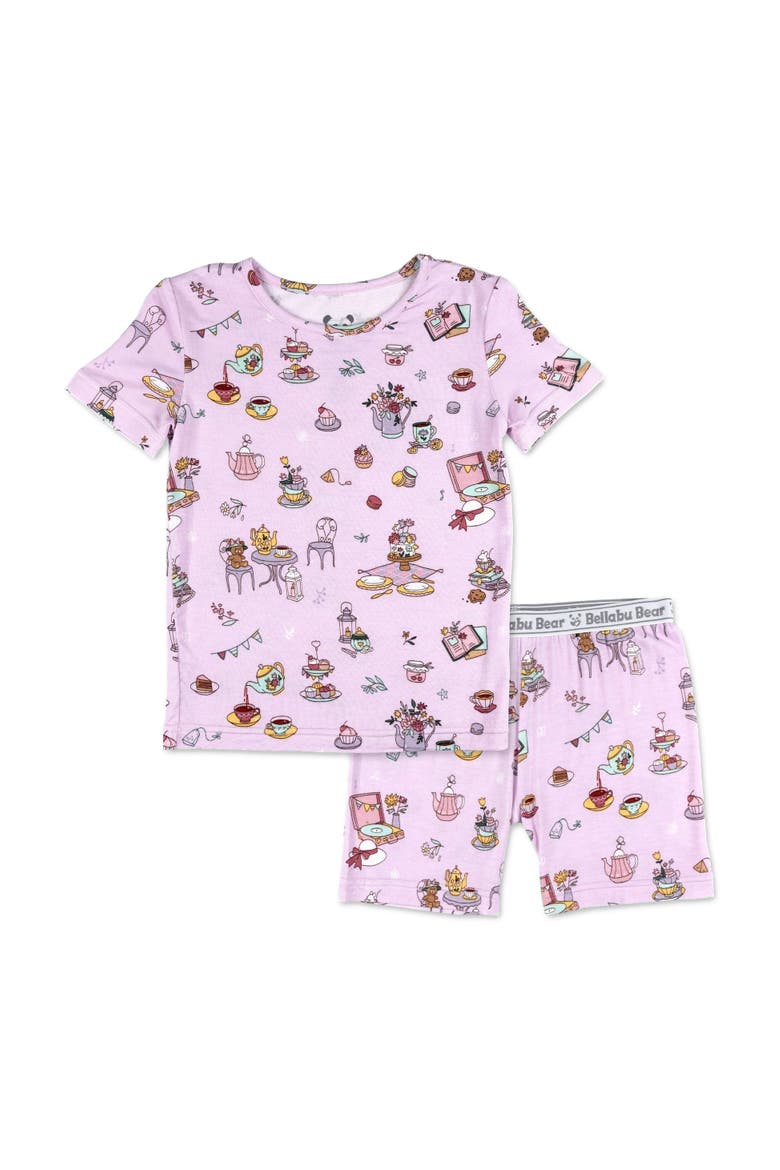 Tea Party Kids 2-Piece Short Sleeve & Shorts Pajama Set, Main, color, Tea Party