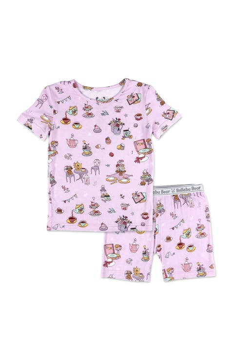 Tea Party Kids 2-Piece Short Sleeve & Shorts Pajama Set